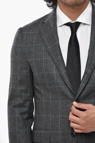 Virgin Wool Suit ACADEMY LIGHT with Windowpane Pattern