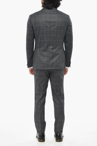 Virgin Wool Suit ACADEMY LIGHT with Windowpane Pattern