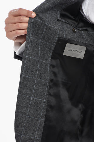 Virgin Wool Suit ACADEMY LIGHT with Windowpane Pattern