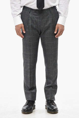 Virgin Wool Suit ACADEMY LIGHT with Windowpane Pattern
