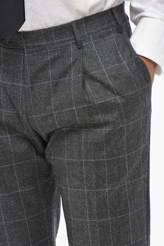 Virgin Wool Suit ACADEMY LIGHT with Windowpane Pattern