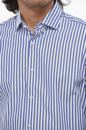 Awning-Striped Cotton Shirt MODIGLIANI With French Collar