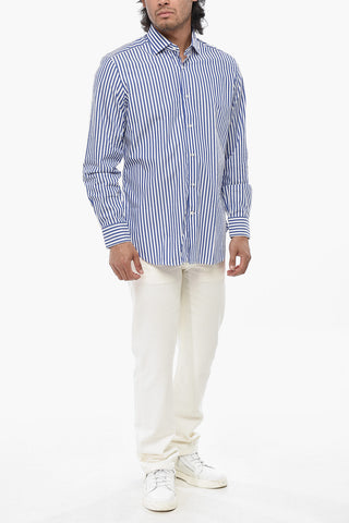 Awning-Striped Cotton Shirt MODIGLIANI With French Collar