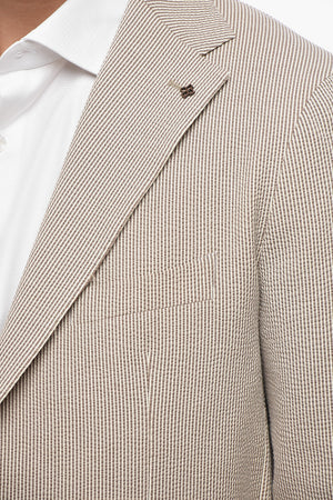 Ungefütterte Jacke Aus Baumwollmischung Mit Zweifarbigen Streifen