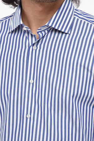 Awning-Striped Cotton Shirt MODIGLIANI With French Collar