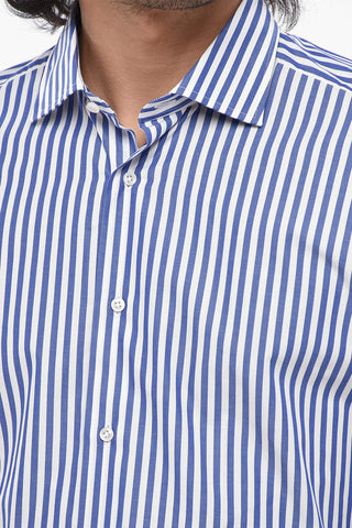 Camicia MODIGLIANI In Cotone a Righe Awning con Collo Francese