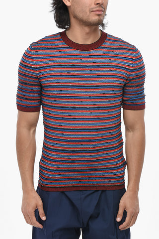Rundhals-T-Shirt Aus Baumwollmischung Mit Streifen