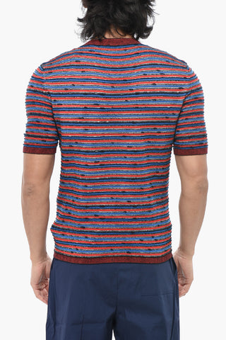 Rundhals-T-Shirt Aus Baumwollmischung Mit Streifen