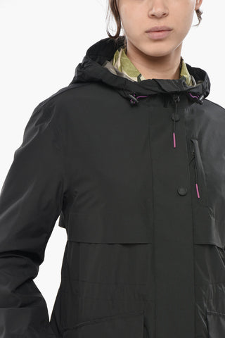 Long Solid-Color Parka With Hidden Buttons