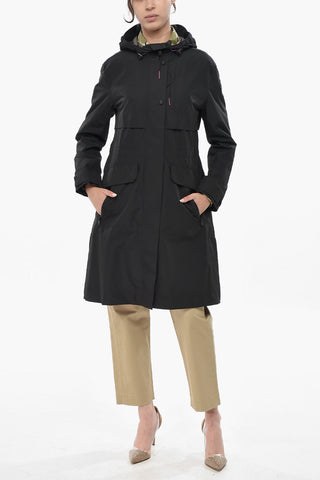 Langer Parka Uni Mit Verdeckter Knopfleiste