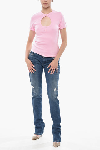 T-Shirt Mit Rundhalsausschnitt Aus Baumwolle Mit Cut-Out