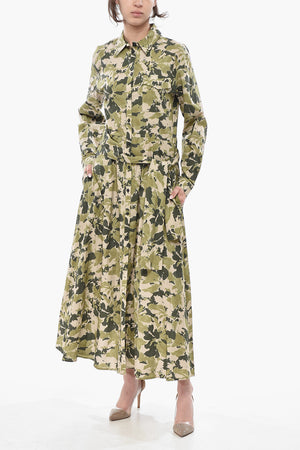 Maxi Chemisier WILDERNESS a Motivo Vegetale con Cintura