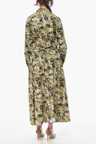 Maxi Hemdkleid WILDERNESS mit Pflanzenmuster und Gürtel