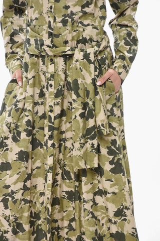 Maxi Hemdkleid WILDERNESS mit Pflanzenmuster und Gürtel