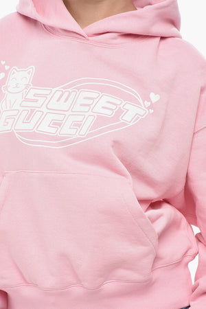 Felpa Hoodie SWEET GUCCI con Stampa Glitterata