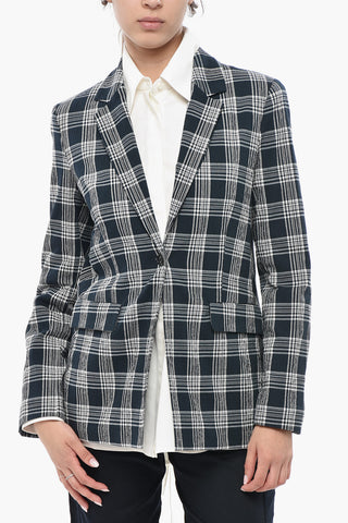 Checked Cotton Seersucker Blazer