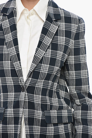 Checked Cotton Seersucker Blazer