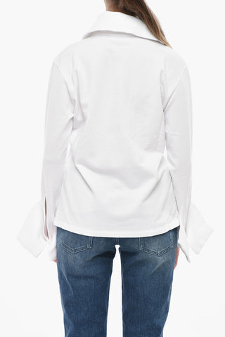 Polo in Cotone Hopsack con Logo Floccato