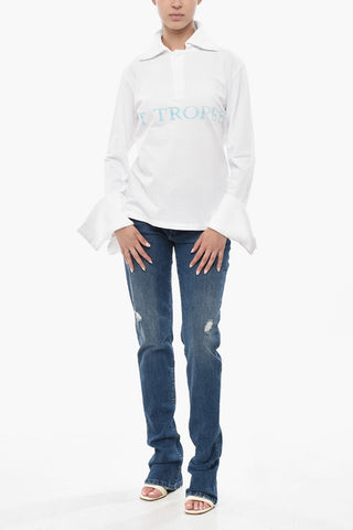 Polo in Cotone Hopsack con Logo Floccato