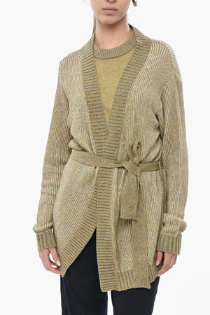 Cardigan aus Leinen und Baumwolle mit Gürtel