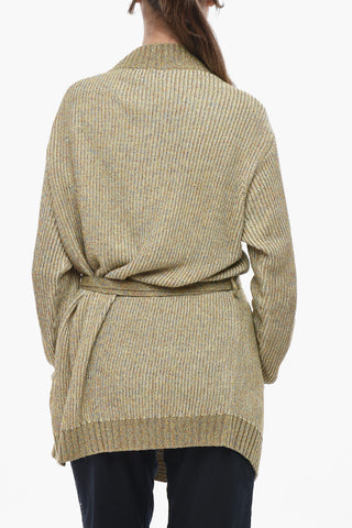 Cardigan aus Leinen und Baumwolle mit Gürtel