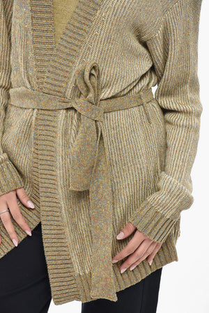 Cardigan aus Leinen und Baumwolle mit Gürtel