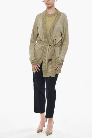 Cardigan aus Leinen und Baumwolle mit Gürtel