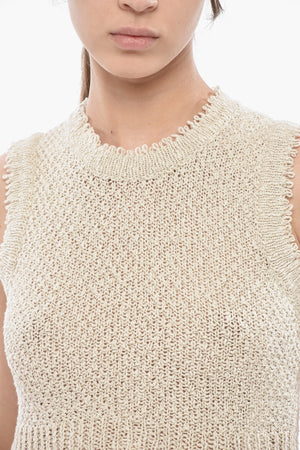 Crop Top in Maglia di Cotone