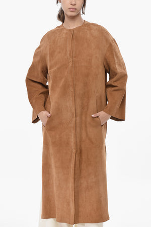 Suede Coat with Snap Buttons