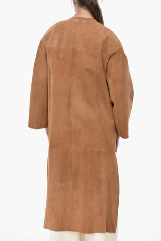 Cappotto in Suede con Bottoni a Pressione