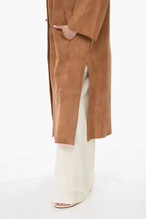Suede Coat with Snap Buttons