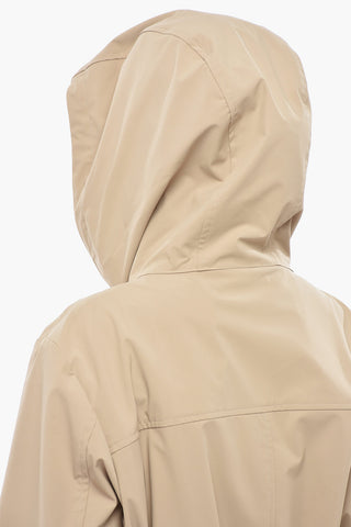 Stretch Nylon Trench Coat with Hood and Belt