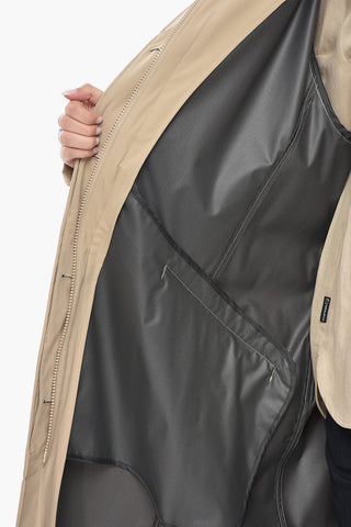 Stretch Nylon Trench Coat with Hood and Belt