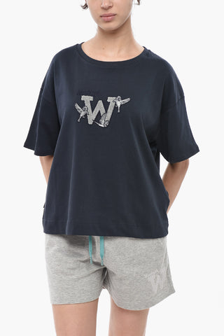 T-shirt Girocollo GRAPHIC in Cotone con Ricamo W