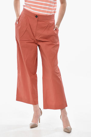 Pantaloni in Popeline di Cotone a Doppia Pince