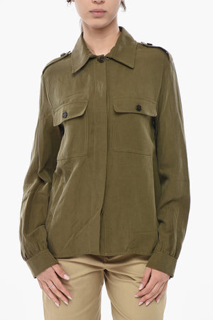 Overshirt aus Leinenmischung mit doppelter Tasche