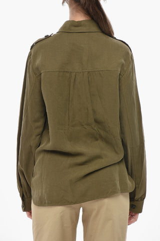 Overshirt aus Leinenmischung mit doppelter Tasche