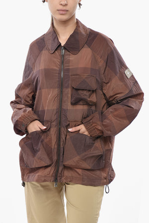 Nylon Windbreaker With Buffalo Check