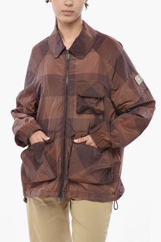 Nylon Windbreaker With Buffalo Check