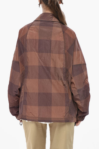 Nylon Windbreaker With Buffalo Check
