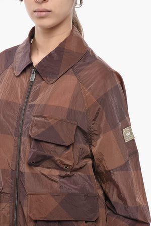 Nylon Windbreaker With Buffalo Check