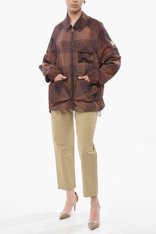 Nylon Windbreaker With Buffalo Check