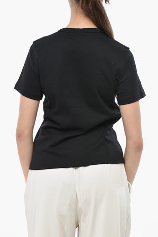 Cotton Crewneck T-Shirt With Embroidered Logo
