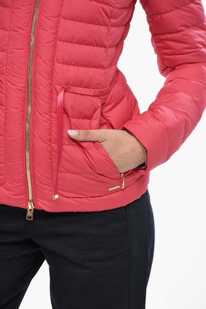 Quilted Puffer Jacket HIBISCUS with Gold Zip