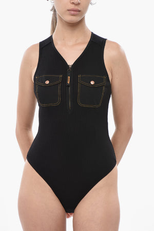 Gerippter Body T-BORDET mit doppelter Tasche