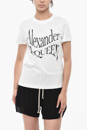 Cotton Crewneck T-Shirt With Printed Logo