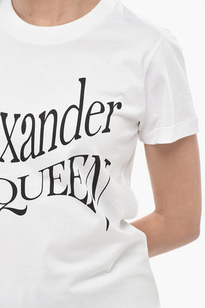 Cotton Crewneck T-Shirt With Printed Logo