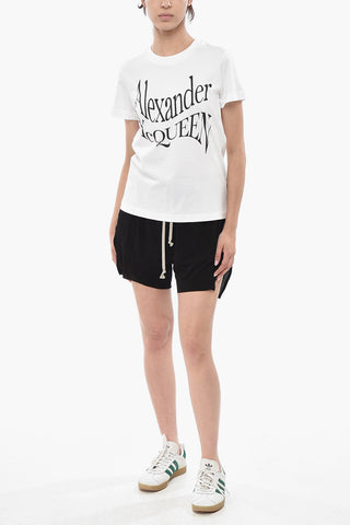 Cotton Crewneck T-Shirt With Printed Logo