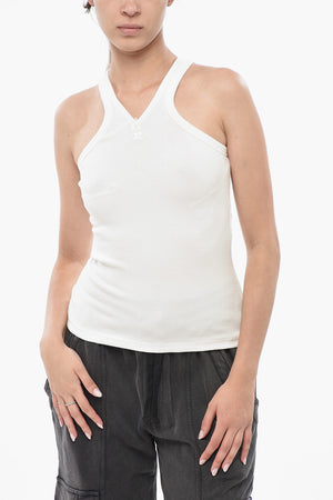 Tank Top in Cotone a Costine con Dettaglio Zip