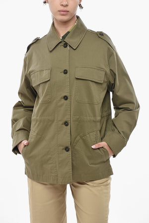 Cotton Utility Overshirt with Contrast Buttons